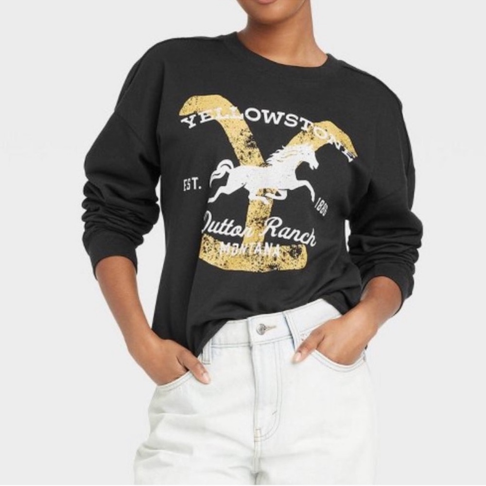 2/$20   Yellowstone Dutton Ranch Graphic Sweatshirt - Black